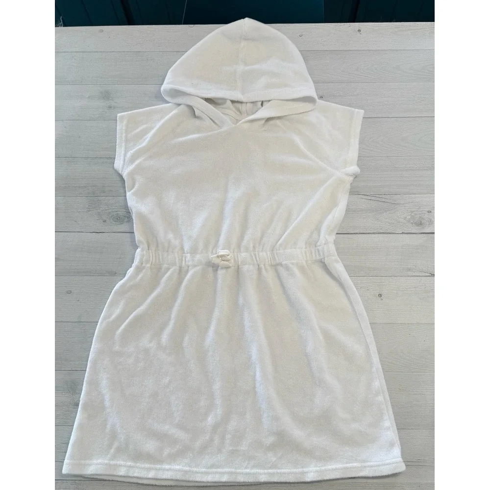 Hanna Andersson girls‎ white toweling hoodie dress 140/10